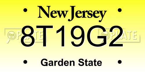 8T19G2 New Jersey License Plate
