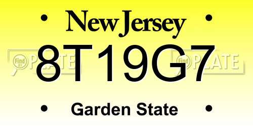 8T19G7 New Jersey License Plate
