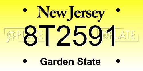8T2591 New Jersey License Plate