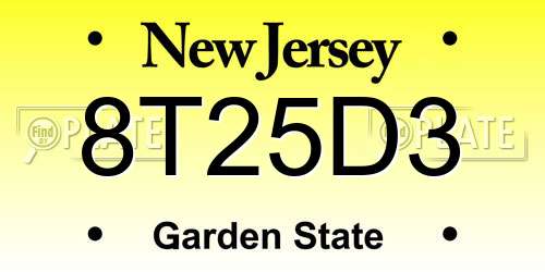 8T25D3 New Jersey License Plate