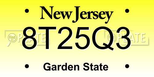 8T25Q3 New Jersey License Plate
