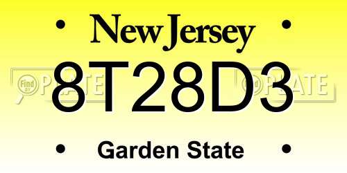 8T28D3 New Jersey License Plate