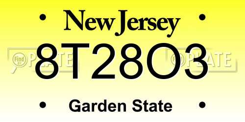 8T28O3 New Jersey License Plate