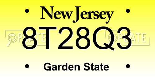 8T28Q3 New Jersey License Plate