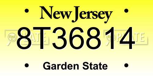 8T36814 New Jersey License Plate