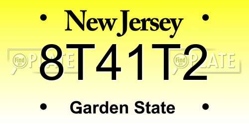 8T41T2 New Jersey License Plate