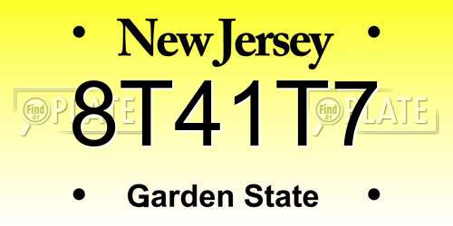 8T41T7 New Jersey License Plate