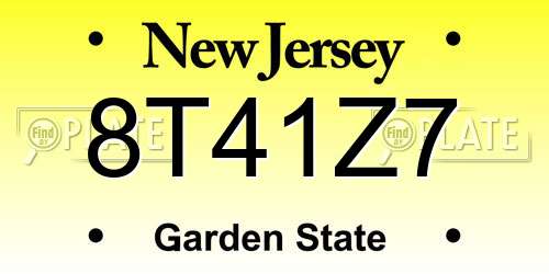 8T41Z7 New Jersey License Plate