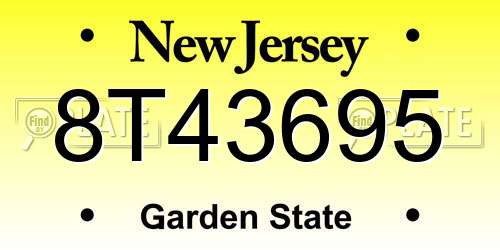 8T43695 New Jersey License Plate