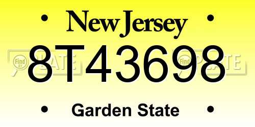 8T43698 New Jersey License Plate