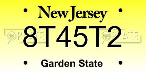 8T45T2 New Jersey License Plate