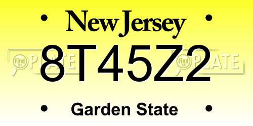 8T45Z2 New Jersey License Plate