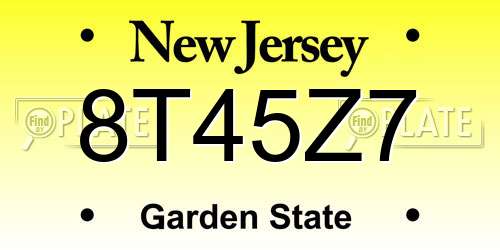 8T45Z7 New Jersey License Plate