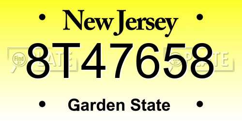 8T47658 New Jersey License Plate
