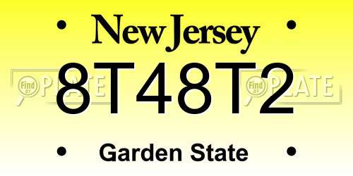 8T48T2 New Jersey License Plate
