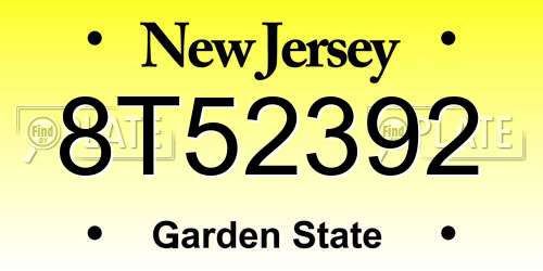 8T52392 New Jersey License Plate