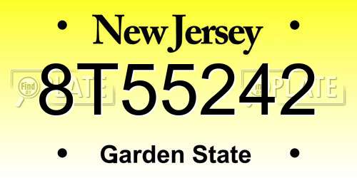 8T55242 New Jersey License Plate