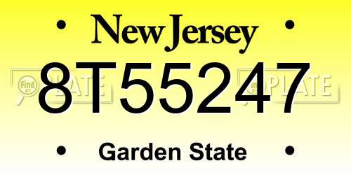 8T55247 New Jersey License Plate