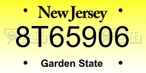 8T65906 New Jersey License Plate