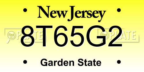 8T65G2 New Jersey License Plate