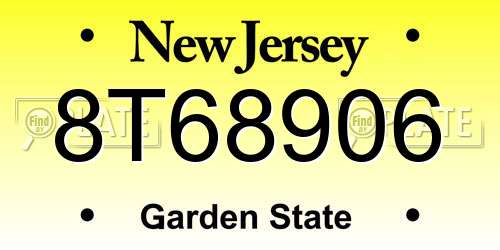 8T68906 New Jersey License Plate