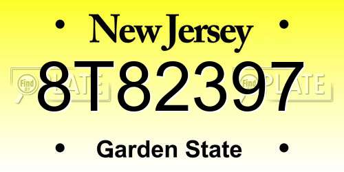8T82397 New Jersey License Plate