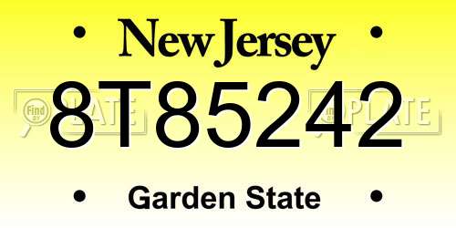 8T85242 New Jersey License Plate