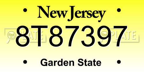 8T87397 New Jersey License Plate