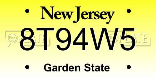8T94W5 New Jersey License Plate