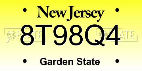 8T98Q4 New Jersey License Plate