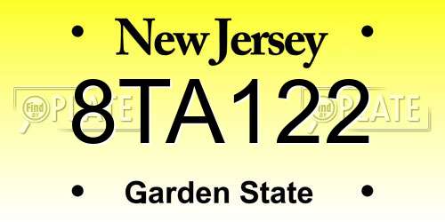 8TA122 New Jersey License Plate