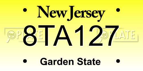 8TA127 New Jersey License Plate