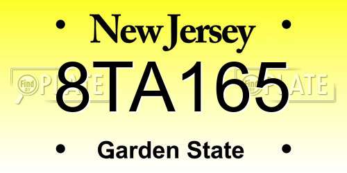 8TA165 New Jersey License Plate