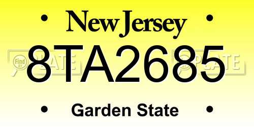 8TA2685 New Jersey License Plate