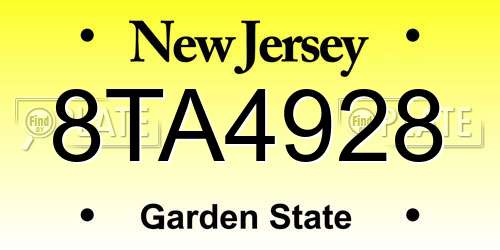 8TA4928 New Jersey License Plate
