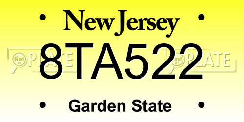 8TA522 New Jersey License Plate