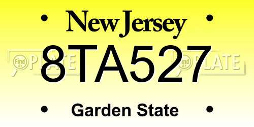 8TA527 New Jersey License Plate