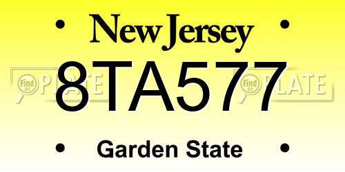 8TA577 New Jersey License Plate