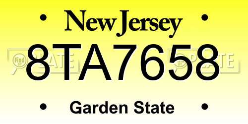 8TA7658 New Jersey License Plate