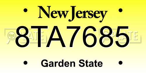 8TA7685 New Jersey License Plate
