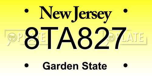 8TA827 New Jersey License Plate