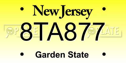 8TA877 New Jersey License Plate
