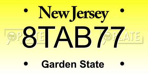 8TAB77 New Jersey License Plate