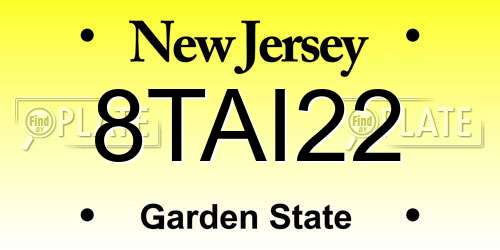 8TAI22 New Jersey License Plate