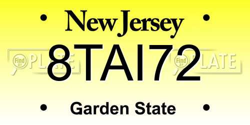 8TAI72 New Jersey License Plate