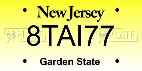 8TAI77 New Jersey License Plate