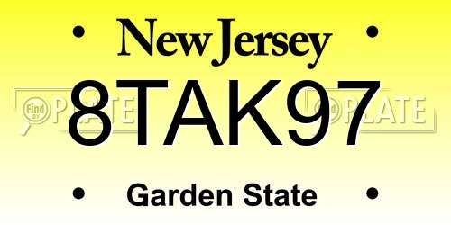 8TAK97 New Jersey License Plate
