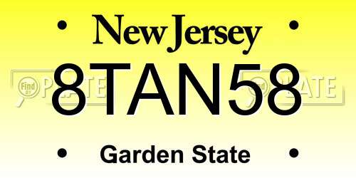 8TAN58 New Jersey License Plate