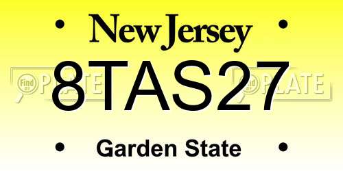 8TAS27 New Jersey License Plate