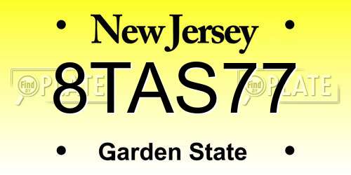 8TAS77 New Jersey License Plate